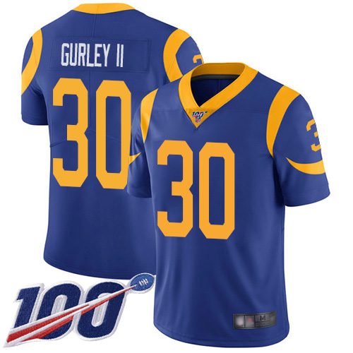 Los Angeles Rams Limited Royal Blue Men Todd Gurley Alternate Jersey NFL Football #30 100th Season Vapor Untouchable